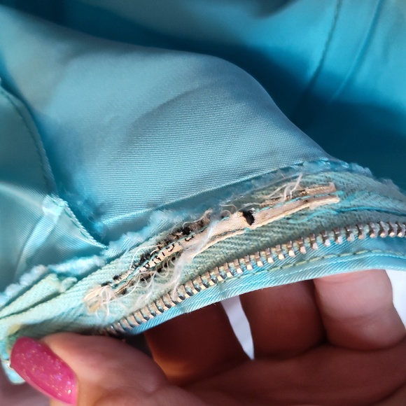 60s Vintage Cinderella Blue Full Length Formal Gown Short Sleeves - Picture 15 of 16